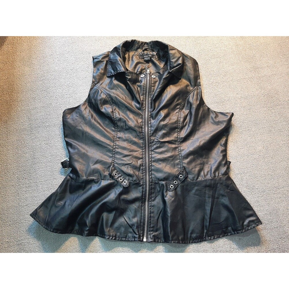 PAPER TEE Women's Jacket Full Zip Sleeveless Black Polyurethane XL